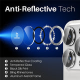 NORTHJO iPhone 16 Pro / 16 Pro Max Beskyttelse til Kameralinse m. Pyntesten - Sølv