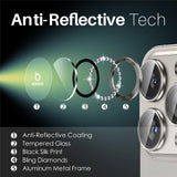 NORTHJO iPhone 16 Pro / 16 Pro Max Beskyttelse til Kameralinse m. Pyntesten - Beige