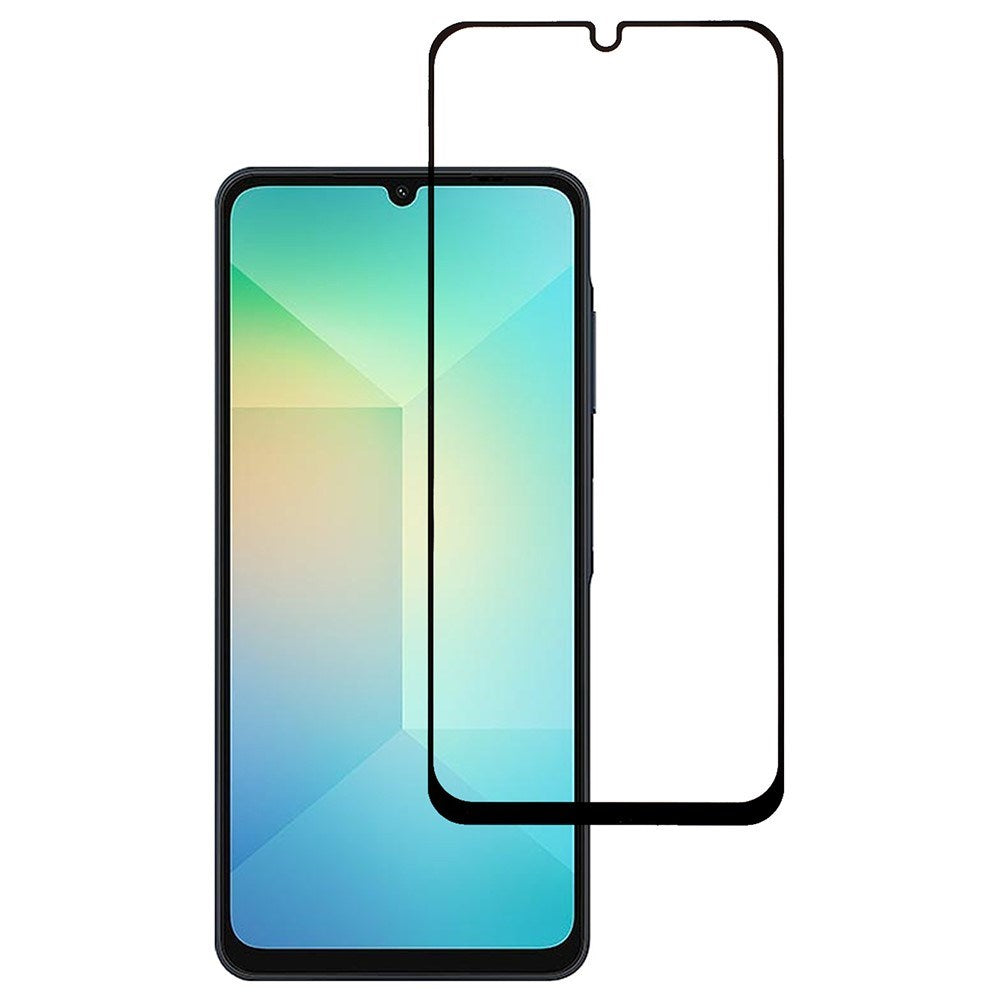 Samsung Galaxy A06 Hærdet Beskyttelsesglas - Full Fit - Gennemsigtig / Sort Kant