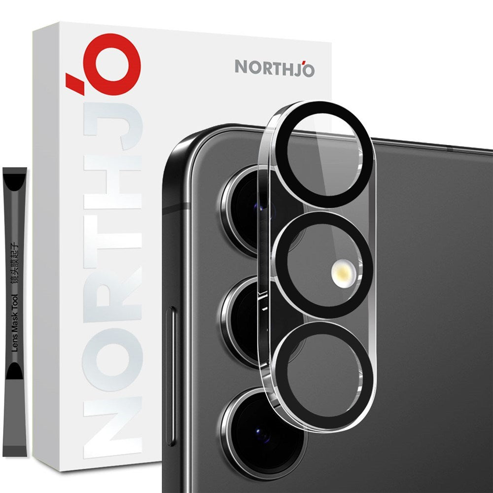 NORTHJO Samsung Galaxy S25 FE Kameralinsebeskyttelse - Gennemsigtig / Sort