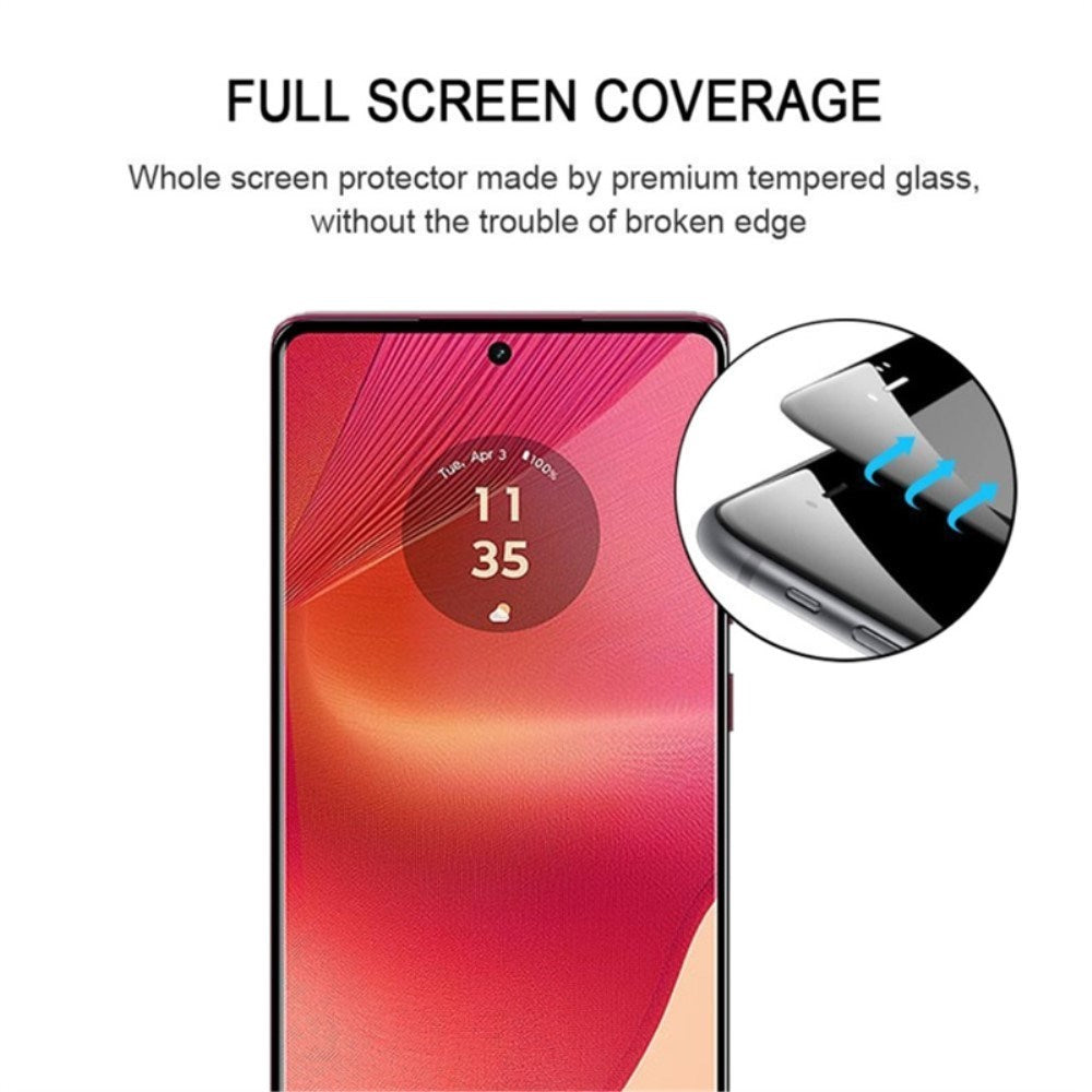 Motorola Edge 50 Fusion - Full Fit - Skærmbeskyttelsesglas - Gennemsigtig / Sort Kant
