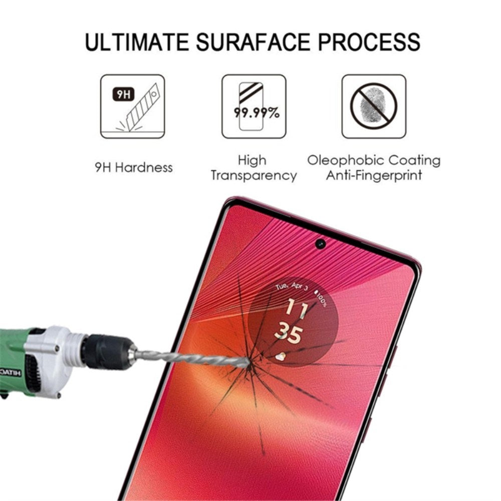 Motorola Edge 50 Fusion - Full Fit - Skærmbeskyttelsesglas - Gennemsigtig / Sort Kant