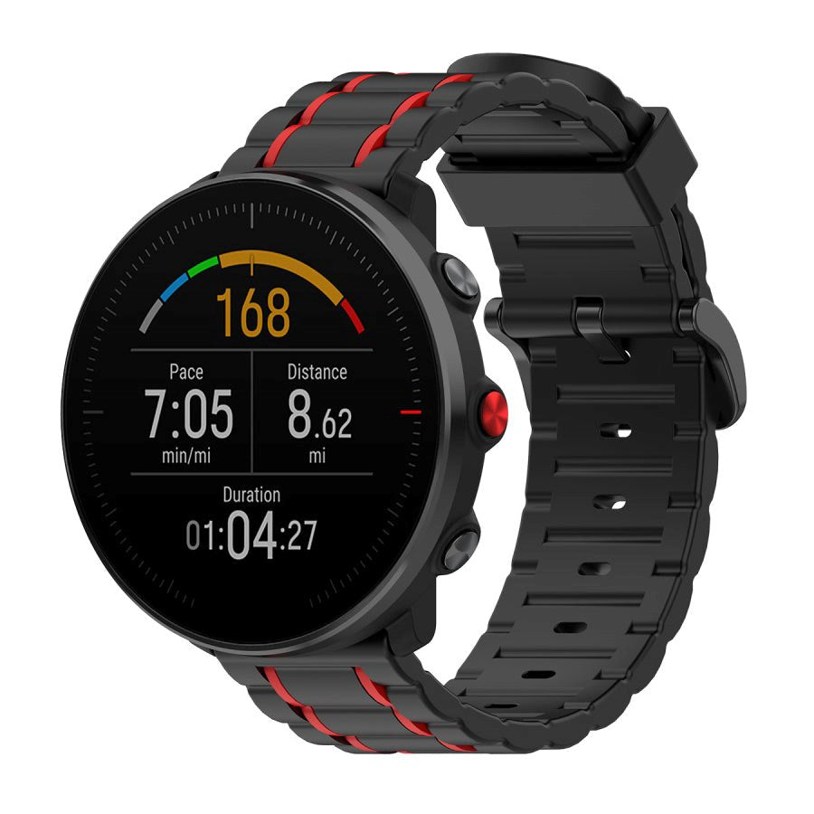 Smartwatch Rem af Silikone (22mm) - Sort / Rød