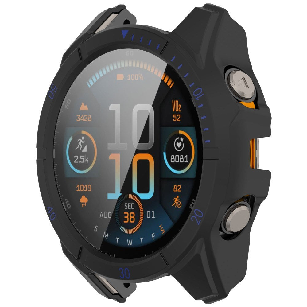 Garmin Tactix 8 AMOLED (51mm) - Hårdt Plastik Cover m. Beskyttelsesglas - Sort / Blå