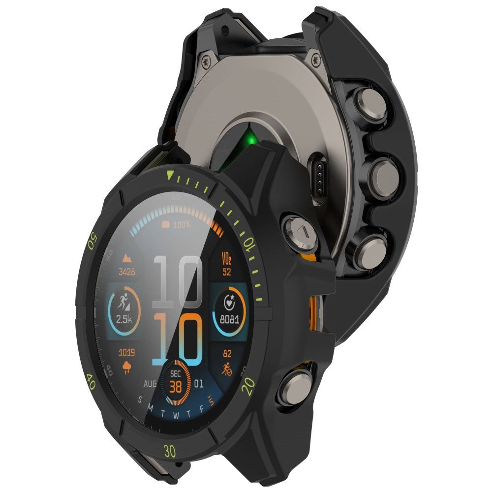 Garmin Tactix 8 AMOLED (51mm) - Hårdt Plastik Cover m. Beskyttelsesglas - Sort / Gul