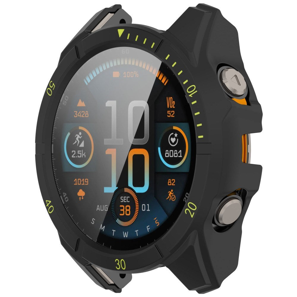 Garmin Tactix 8 AMOLED (47mm) - Hårdt Plastik Cover m. Beskyttelsesglas - Sort / Gul