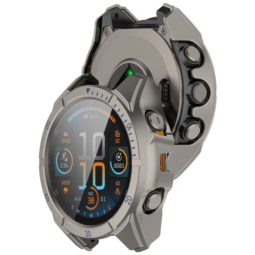 Garmin Tactix 8 AMOLED (47mm) - Hårdt Plastik Cover m. Beskyttelsesglas - Titanium / Blå