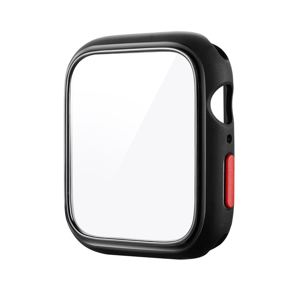 Apple Watch SE / 6 / 5 / 4 (44mm) Fleksibelt Plast Cover & Hærdet Skærmbeskyttelsesglas - Sort