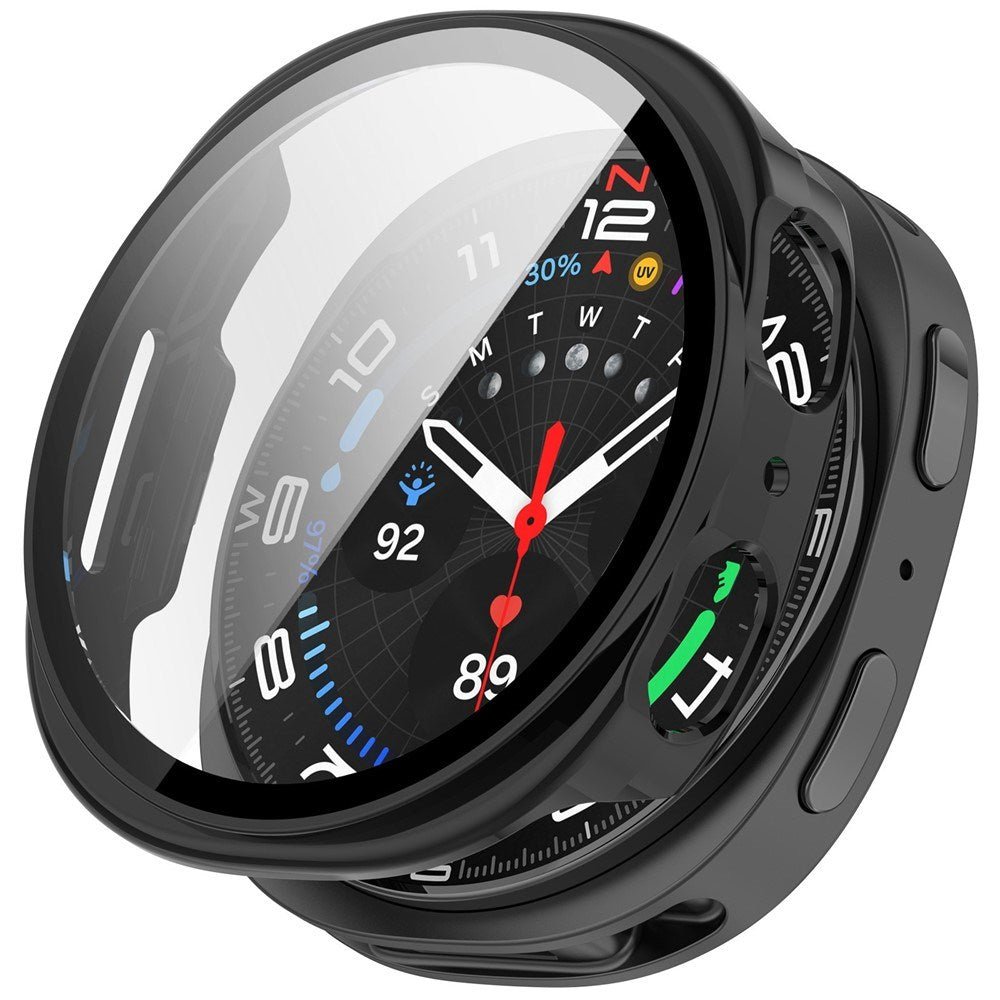 Samsung Galaxy Watch 8 (40mm) Hårdt Plastik Cover - Indbygget Skærmbeskyttelse - Sort
