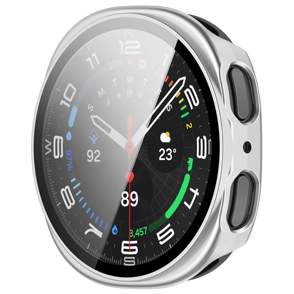 Samsung Galaxy Watch 8 (40mm) Hårdt Plastik Cover - Indbygget Skærmbeskyttelse - Mat Sølv