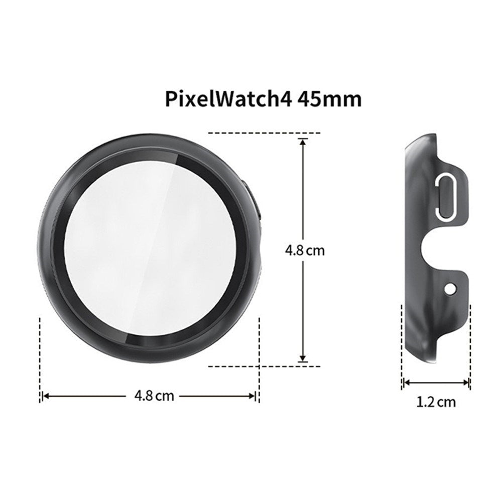 Google Pixel Watch 4 (45mm) Hårdt Plastik Case - Indbygget Skærmbeskyttelse - Sort