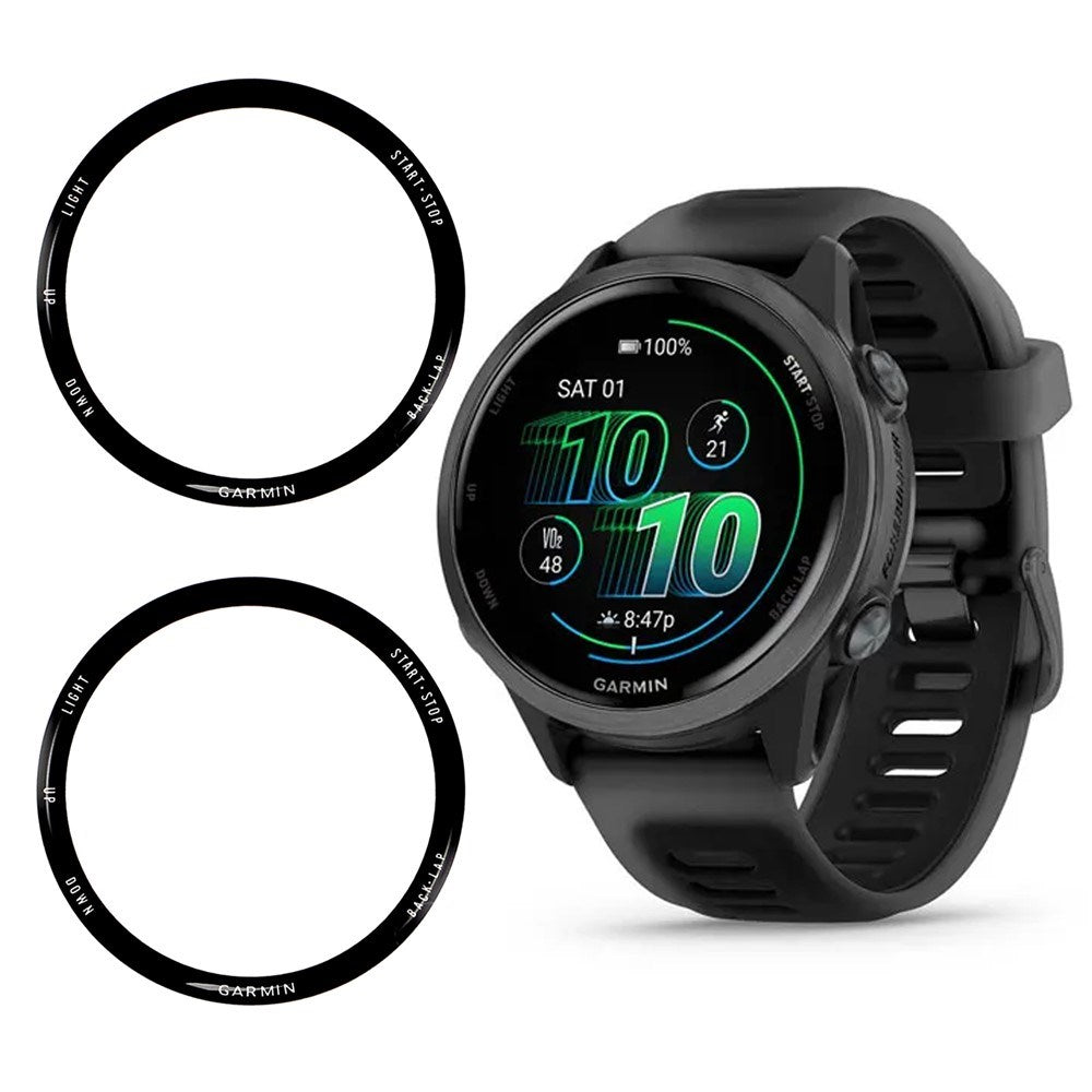 Garmin Forerunner 570 (42mm) Plastik Skærmbeskyttelse - 2 stk. - Gennemsigtig / Sort Kant