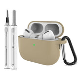 Silikone Cover til Apple AirPods Pro (3. gen.) - Karabinhage & Rengøringspen - Beige