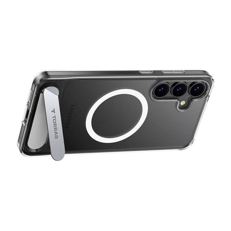TORRAS Samsung Galaxy S25 - Pstand Hybrid Cover m. Ståfunktion - MagSafe Kompatibel - Gennemsigtig
