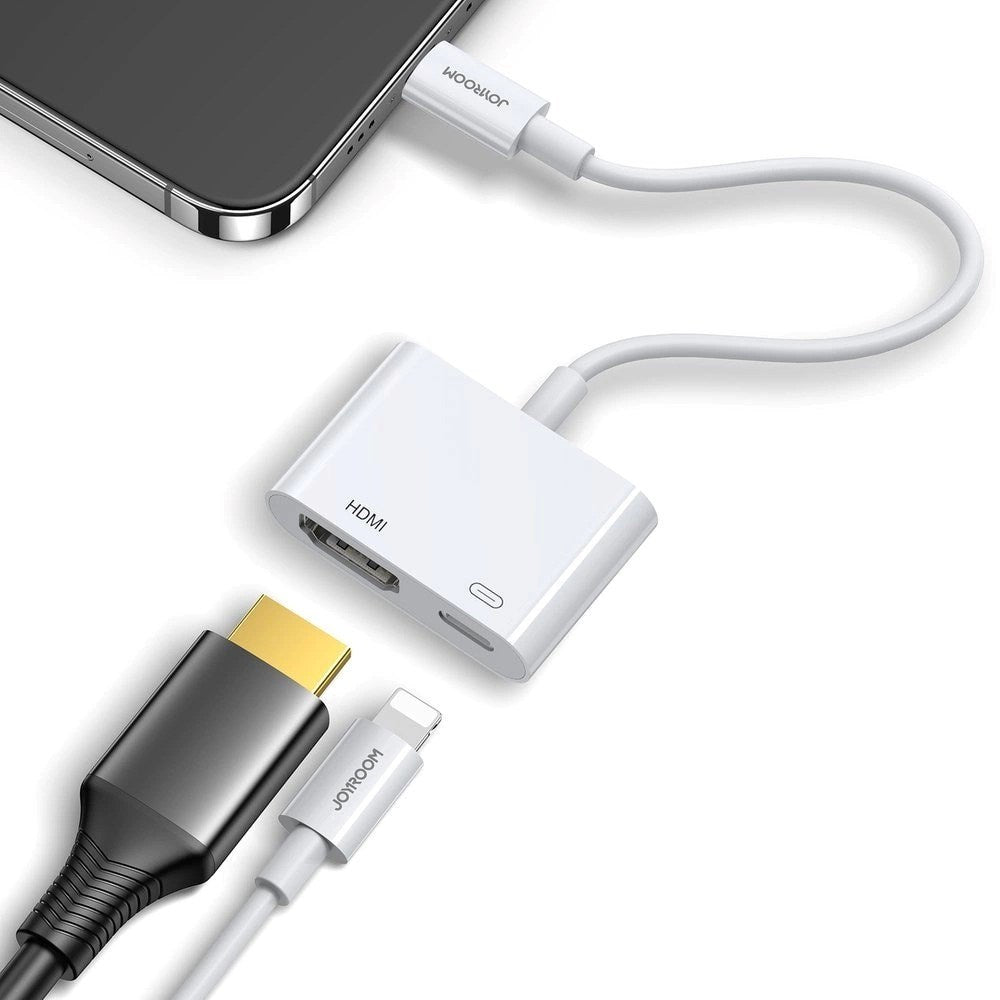 Joyroom HDMI-Adapter m. Lightning (Han) / Lightning (Hun) - Hvid