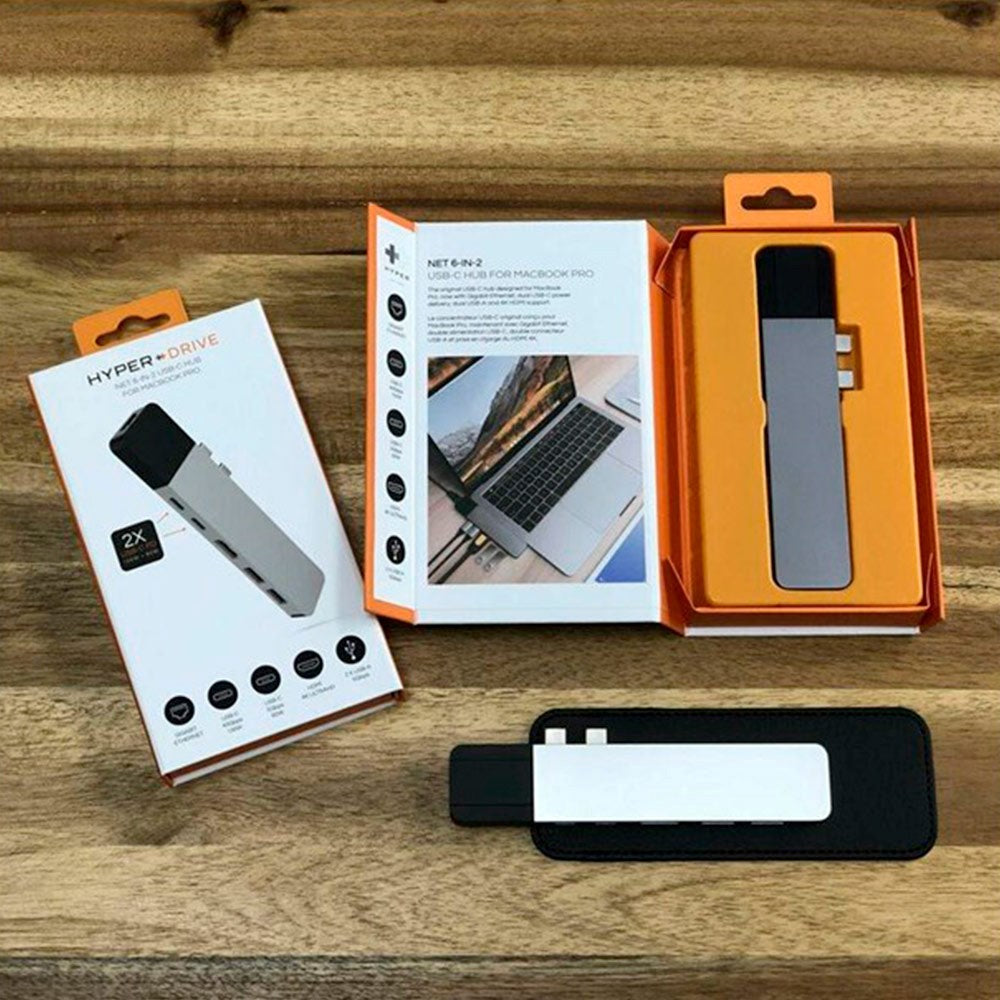 Hyperdrive Net USB-C Multiport Adapter 6-in-2 - Grå