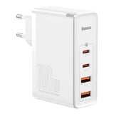 Baseus 100W PD GaN² Pro Fast Charger - Vægoplader m. 2 x USB-C & 2 x USB-A - Hvid (DEMO)