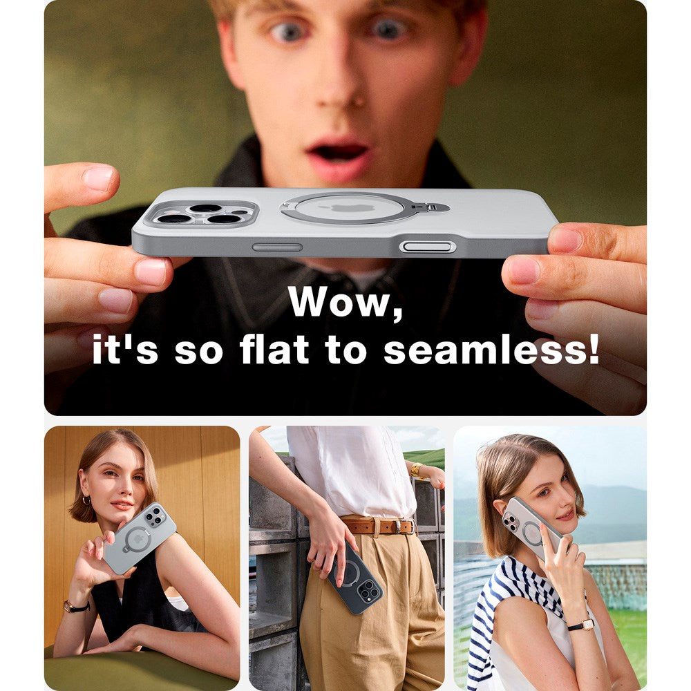 TORRAS - iPhone 16 Pro - Hybrid Plastik Cover m. Ståfunktion - MagSafe Kompatibel - Grå