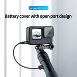 TELESIN Cover til GoPro Hero 9 / 10 / 11 / 12 / 13 Batteri m. Udskæring til Opladekabel - Sort