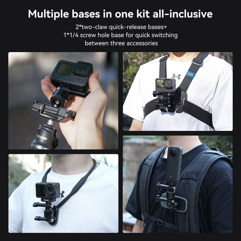 TELESIN Quick-Release Adapter Kit - Action Kamera - Sort