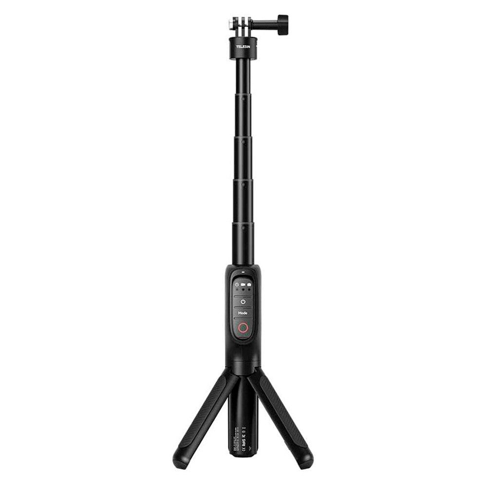 TELESIN 3-i-1 PowerBank Selfie Stick - GoPro Hero 9 / 10 / 11 / 12 / 13 / MAX - Sort