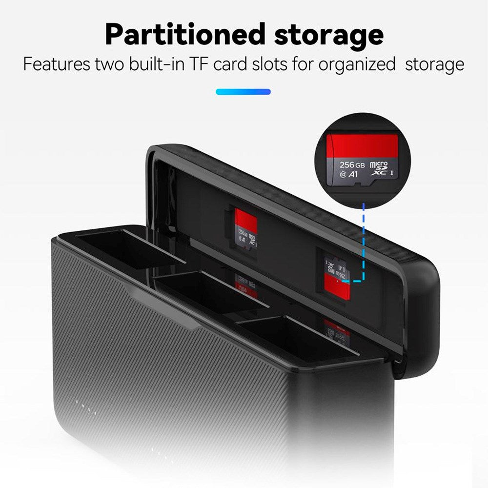 TELESIN - Batteri Opladningscase - DJI Osmo Action 3 / 4 / 5 Pro - Sort