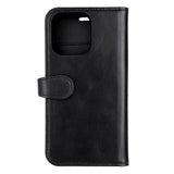 Buffalo iPhone 14 Pro Wallet Ægte Læder Magnet Flip Cover m. Pung - Sort