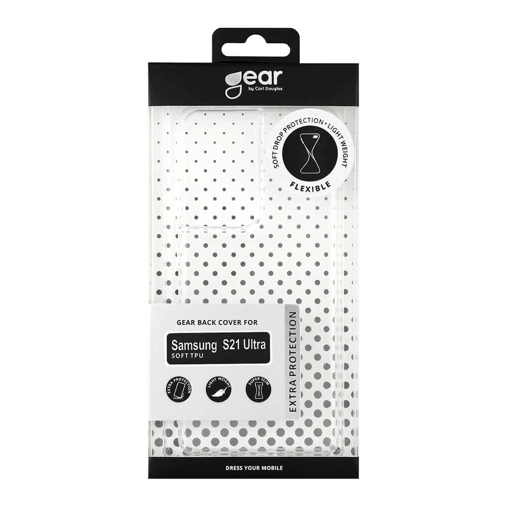 Samsung Galaxy S21 Ultra GEAR Fleksibelt Plastik Mobil Cover - Gennemsigtig