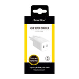 Smartline Vægoplader 45W - 2x USB-C - Hvid