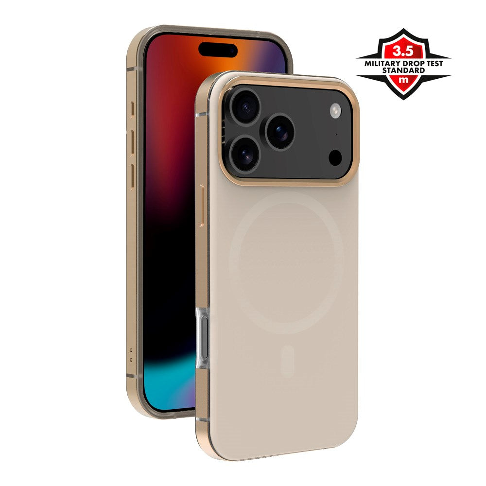 iPhone 17 Pro X2O Mag Metal Mobil Cover - MagSafe Kompatibel - Beige / Guld