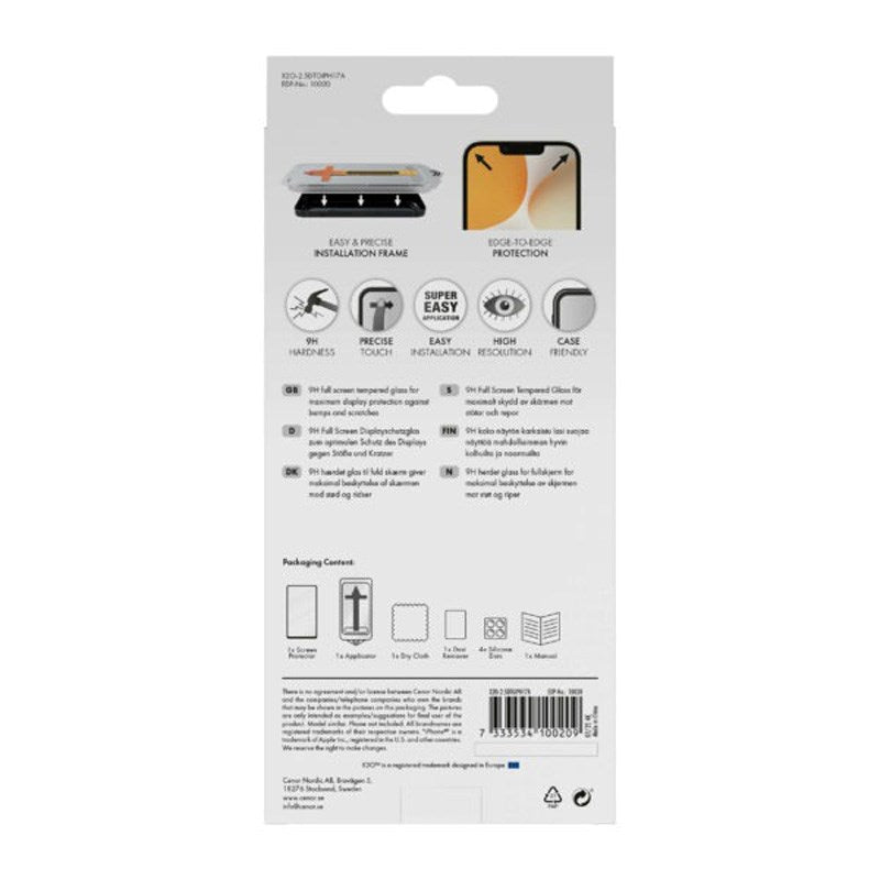 iPhone Air X2O Skærmbeskyttelse m. Monteringssystem - 9H Hærdet Glas- Gennemsigtig / Sort Kant