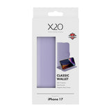iPhone 17 X2O Classic Wallet Flip Case m. Pung & Ståfunktion - Lilla