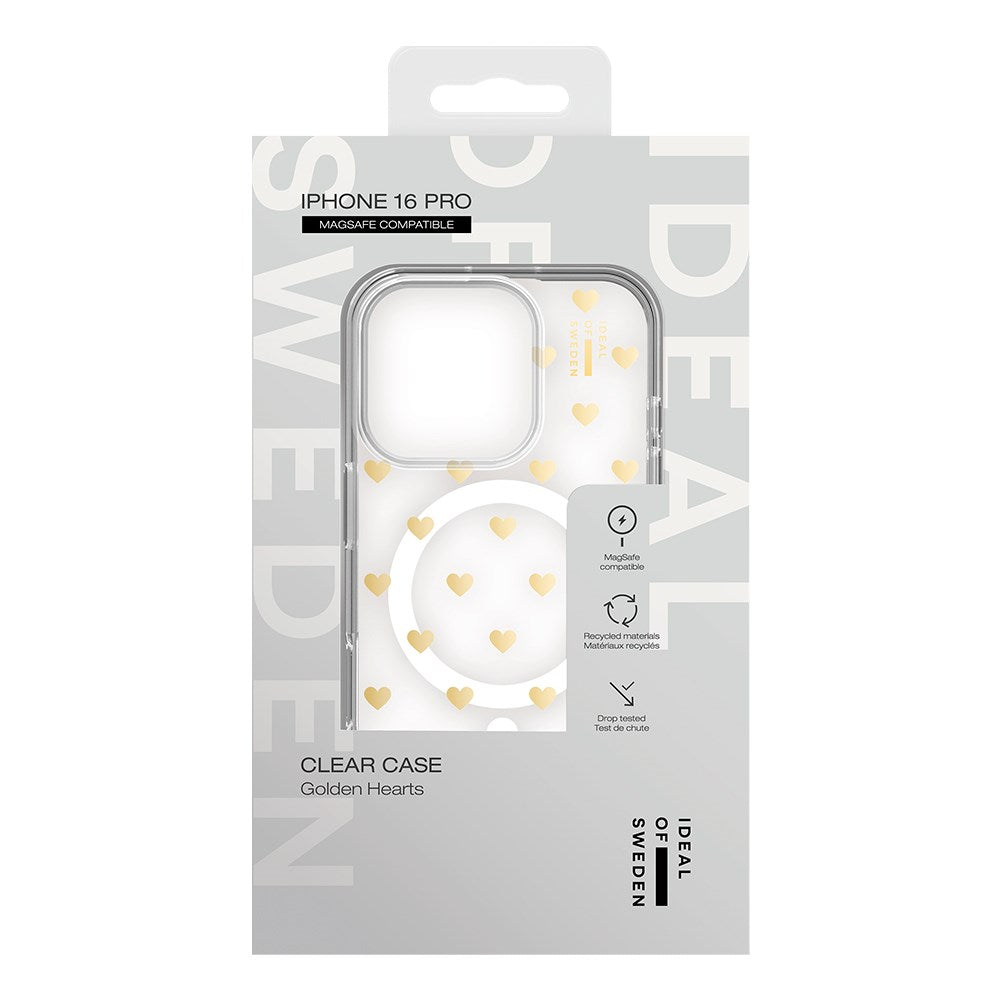 iPhone 16 Pro iDeal Of Sweden Clear Cover - MagSafe Kompatibel - Golden Hearts