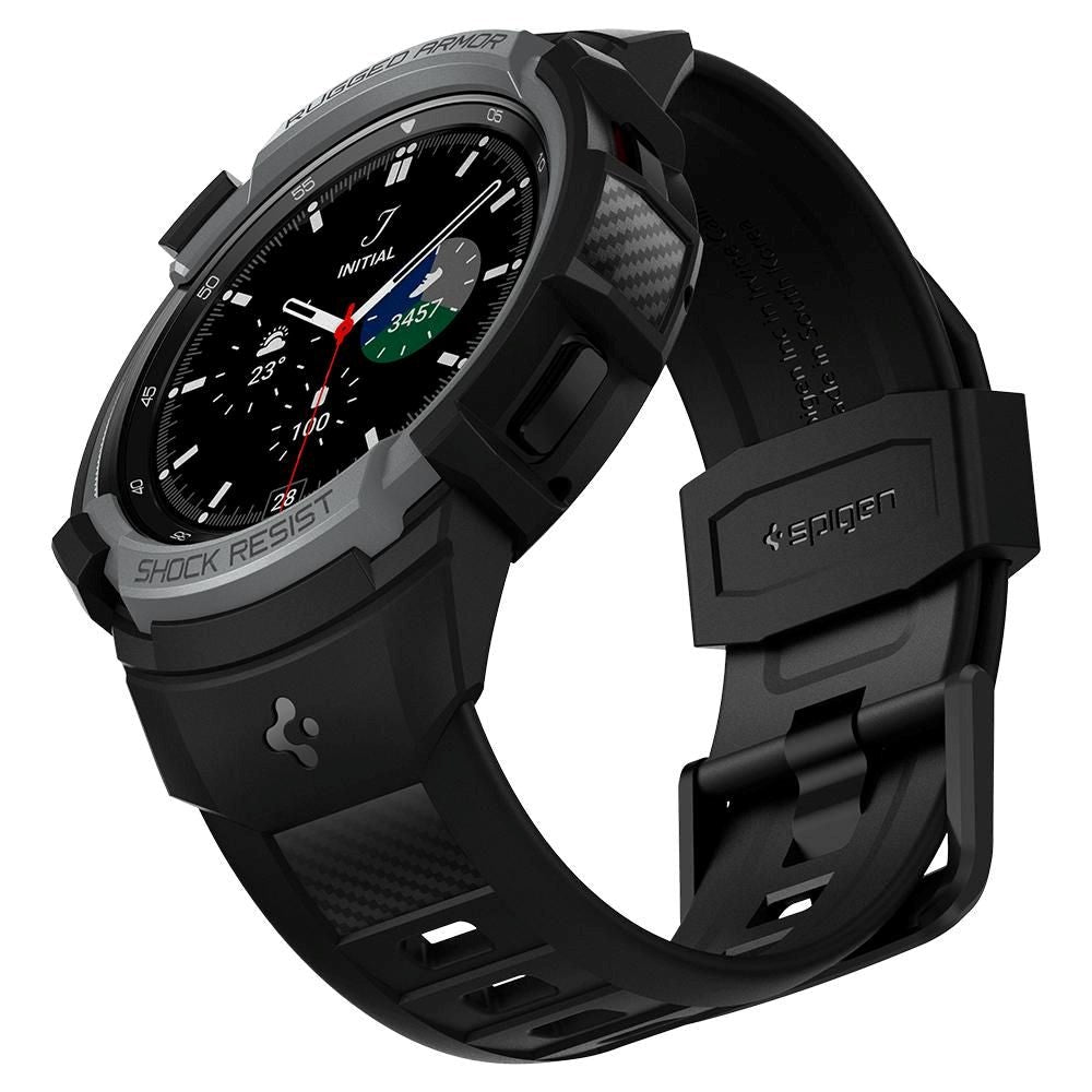 SPIGEN Samsung Galaxy Watch 4 Classic (46mm) Rugged Armor Pro Case - Plastik Cover m. Rem - Koksgrå