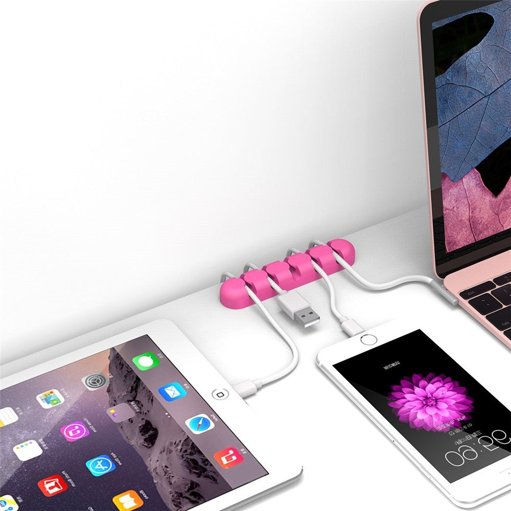 Selvklæbende Kabelholder til 5 Kabler - Lyserød