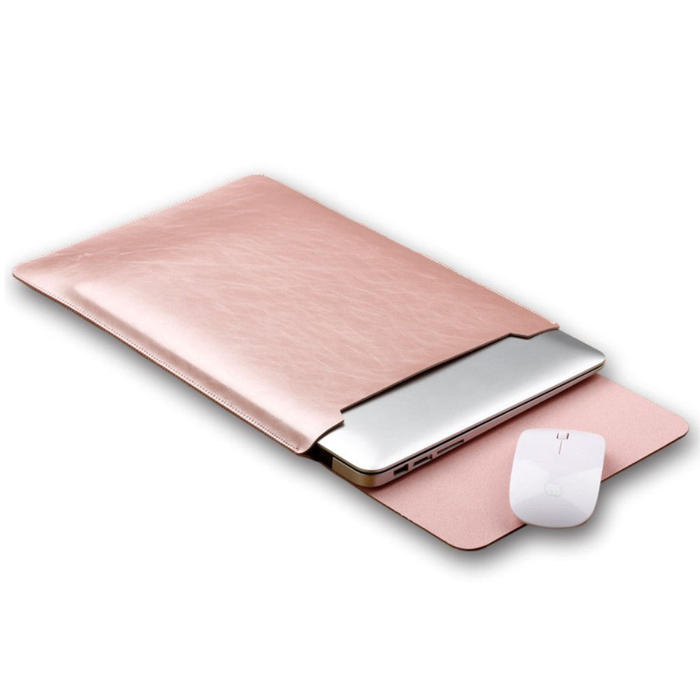 MacBook / Laptop 12" (30cm x 22cm x 3mm) SOYAN Læder Sleeve med musemåtte - Rose Gold