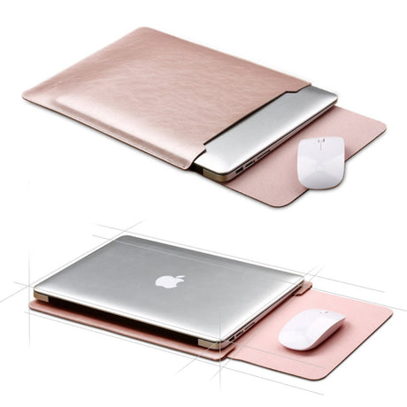 MacBook / Laptop 12" (30cm x 22cm x 3mm) SOYAN Læder Sleeve med musemåtte - Rose Gold