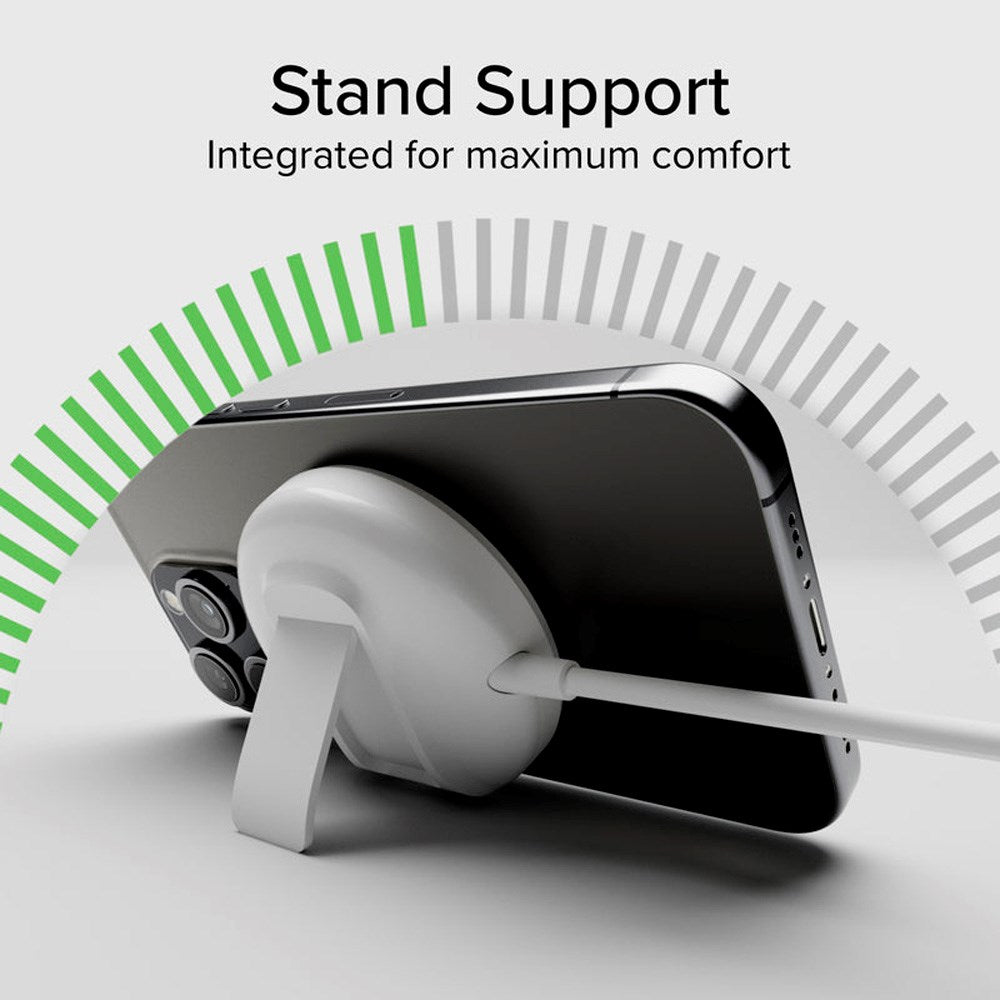 Qi2 Trådløs Oplader m. Kickstand - MagSafe Kompatibel - SBS - 15W - Hvid