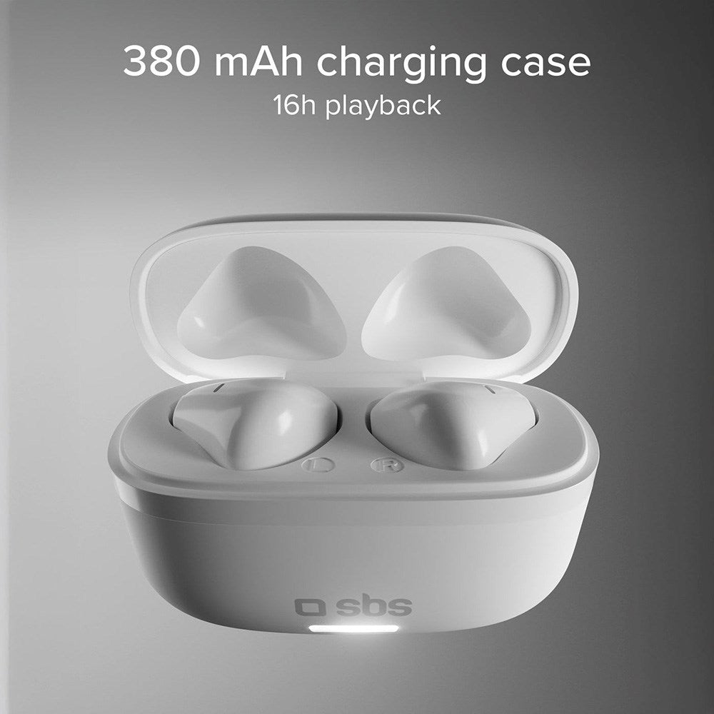 SBS Air Space True Wireless In-Ear Headset - Active Noise Cancelling - Hvid