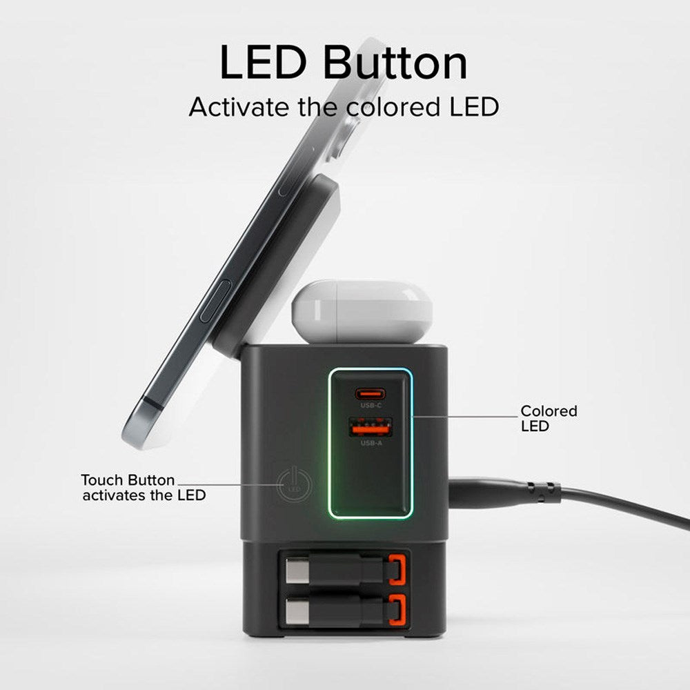 6-i-1 Trådløs Opladningsdock - MagSafe Kompatibel - SBS - Sort