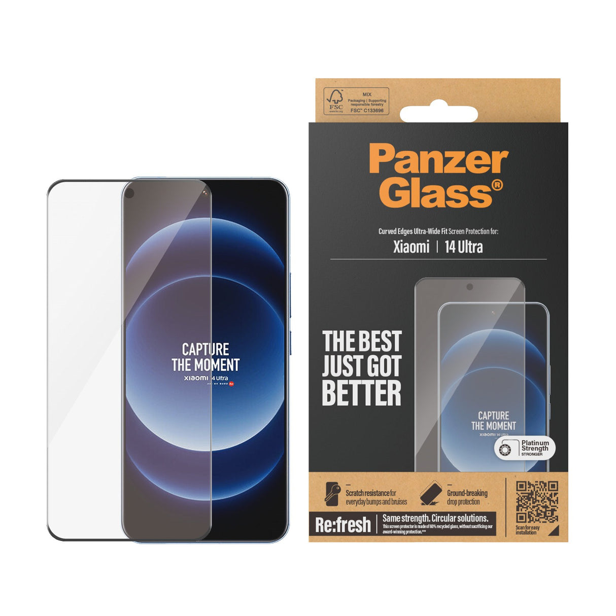 Xiaomi 14 Ultra - PanzerGlass Ultra-Wide Fit - Skærmbeskyttelsesglas - Gennemsigtig