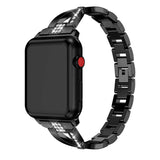 Apple Watch (38/40/SE/41mm) Stål Rem med Rhinsten - Sort