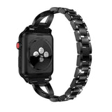 Apple Watch (38/40/SE/41mm) Stål Rem med Rhinsten - Sort