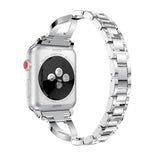 Apple Watch (38/40/SE/41mm) Stål Rem med Rhinsten - Sølv