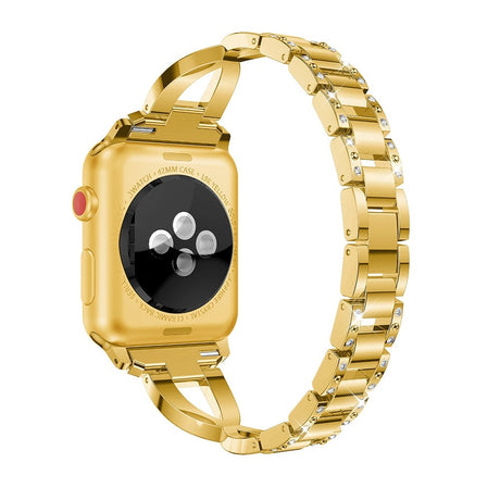 Apple Watch (38/40/SE/41/42mm) Stål Rem med Rhinsten - Guld