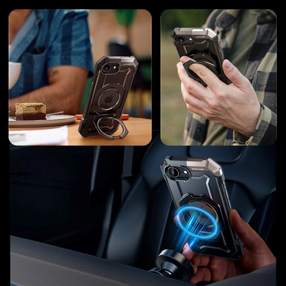 Supcase Unicorn Beetle Grip iPhone 16e Håndværker Cover - MagSafe Kompatibel - Gennemsigtig / Sort