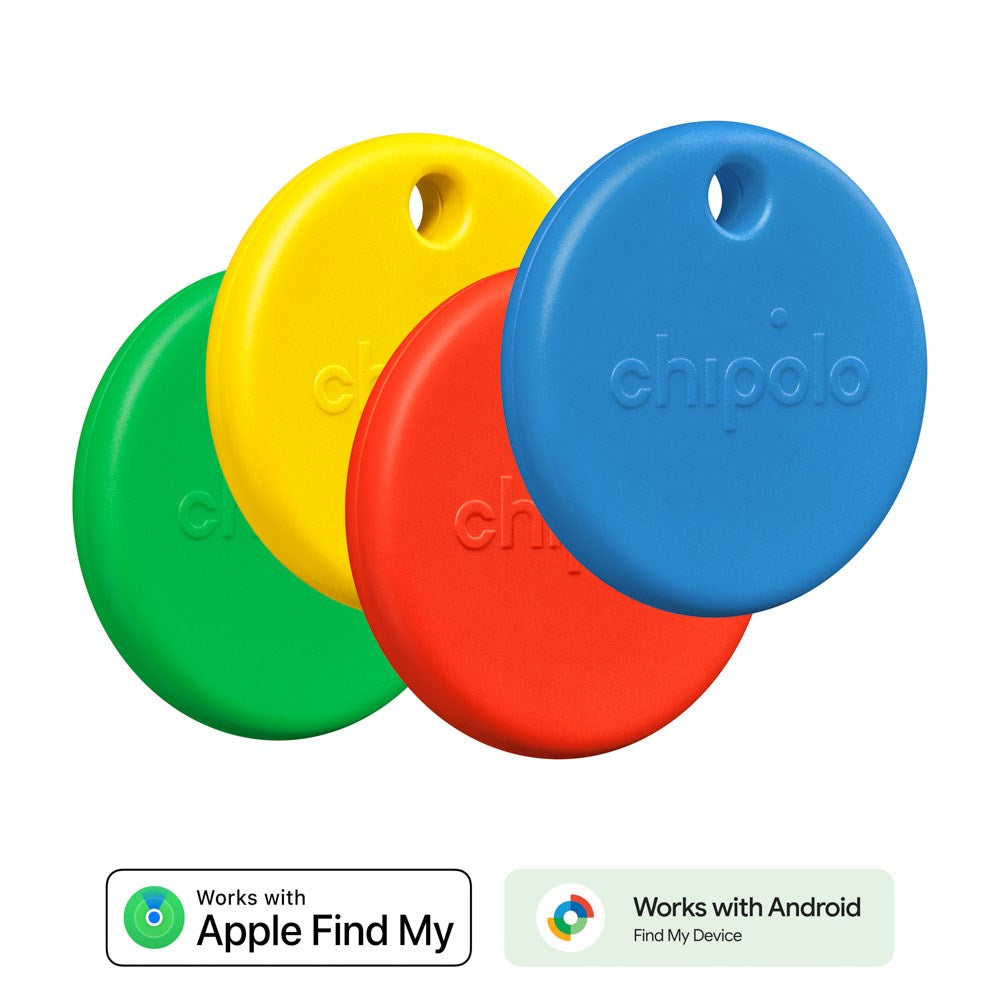 Chipolo POP - GPS Tracker - Apple Find My & Google's Find My Device - 4 Stk. - Grøn / Gul / Rød / Blå