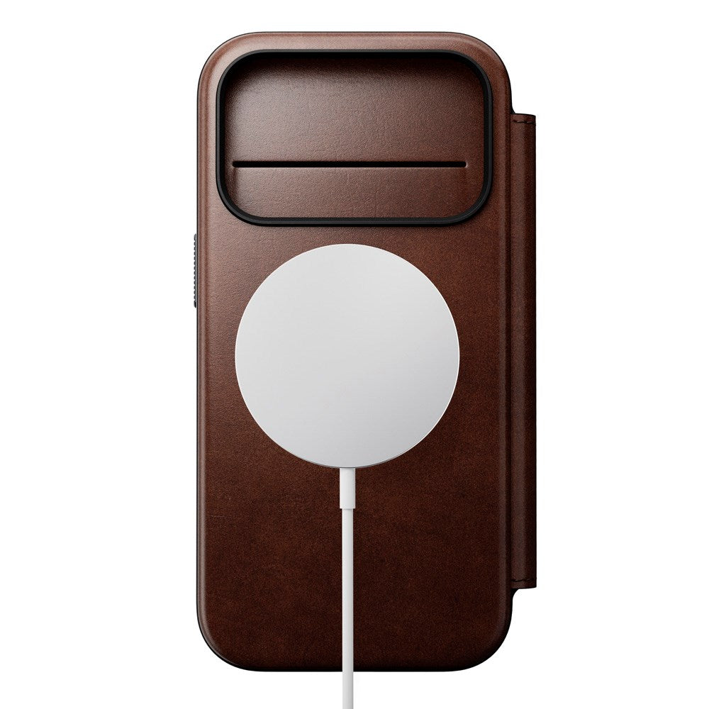 iPhone 17 Pro - Nomad Modern Horween Leather Folio Cover - MagSafe Kompatibel - Rustic Brown
