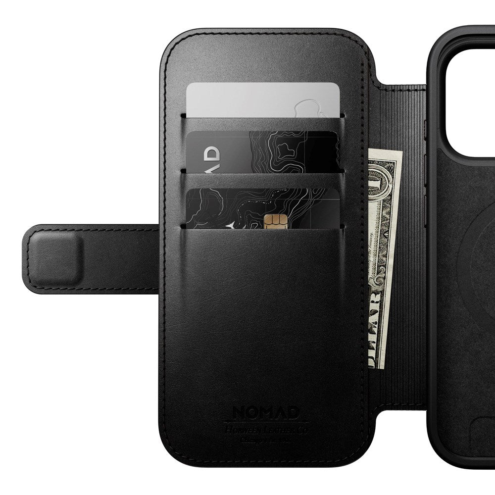 iPhone 17 Pro - Nomad Modern Horween Leather Folio Cover - MagSafe Kompatibel - Black