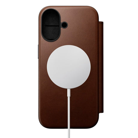 iPhone 17 - Nomad Modern Leather Folio Cover - MagSafe Kompatibel - Brown